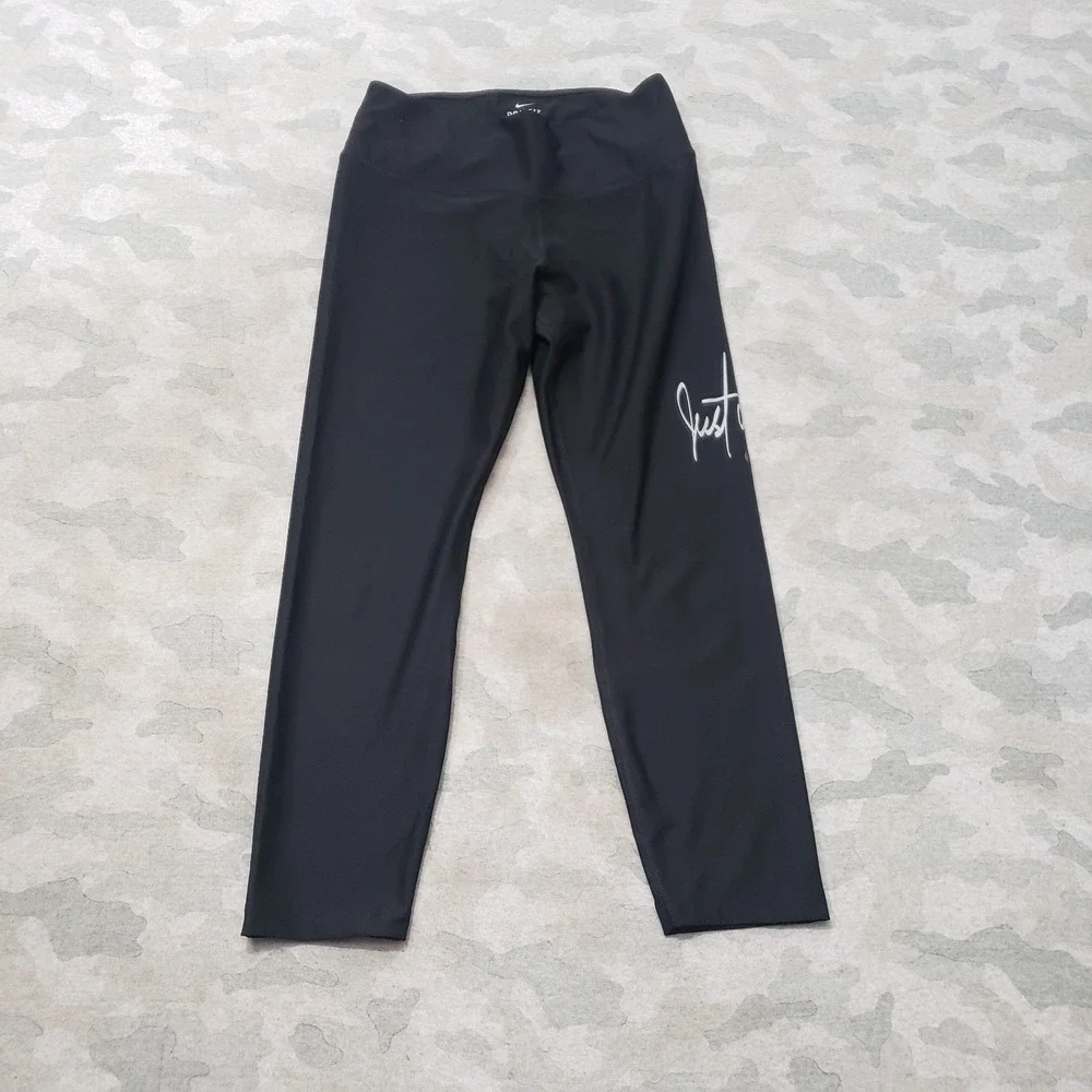 Nike Leggings Womens Small Black Dri-Fit Capri Pull On Running Gym Yoga Fitness